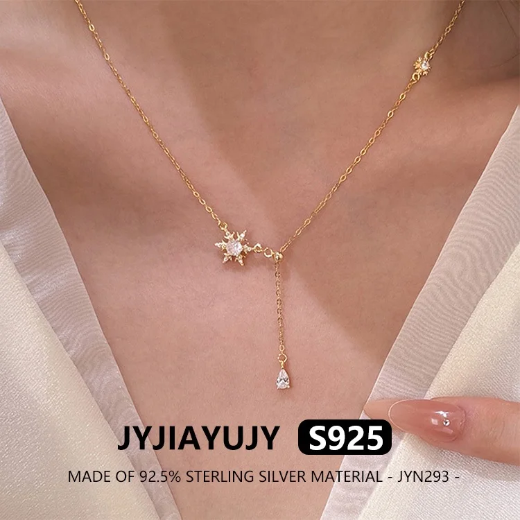 

JYJIAYUJY 100% Whole Original Sterling Silver S925 Pendant Necklace Snowflake Droplet Tassel Fashion Jewelry Gift Daily JYN293