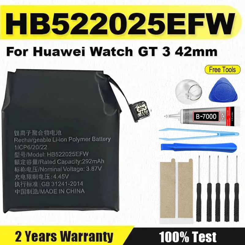 Brand-New HB522026EFW Replacement Watch Battery For Huawei GT 3 42MM GT3 Smart Bateria + Free Tools