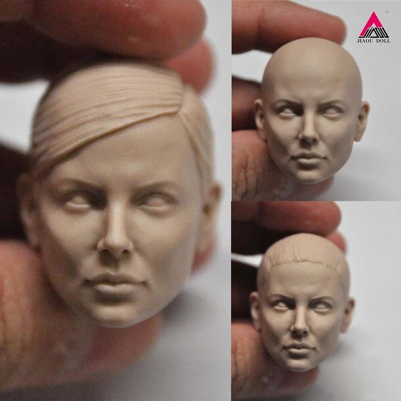 

1/6 Charlize Theron Head Sculpt Unpainted Carving Model Fit 12'' Female Soldier Action Figure Body for Fans DIY