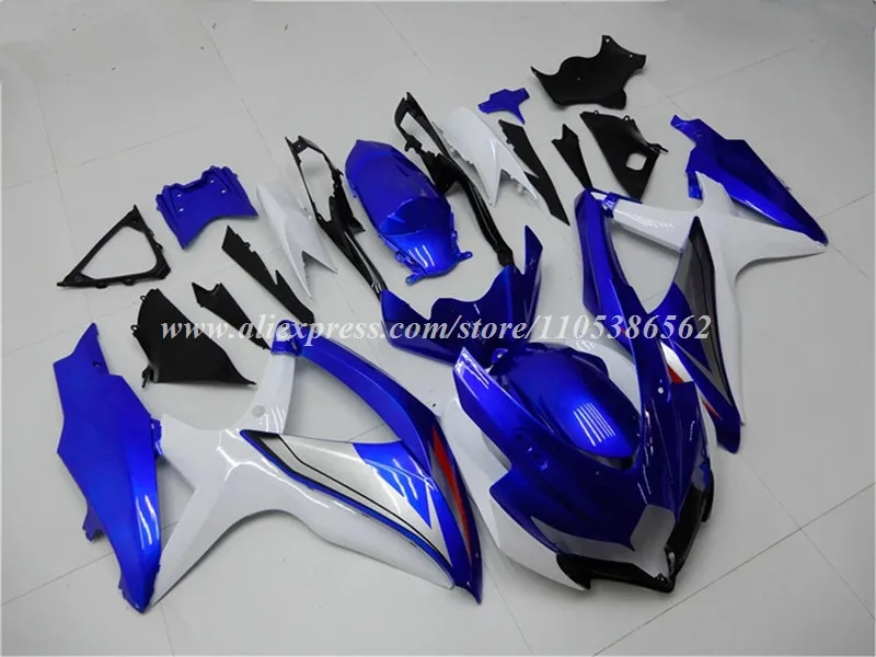 Injection Mold New ABS Fairings Kit Fit For SUZUKI GSX-R 600 750 K8 2008 2009 2010 08 09 10 Bodywork Set Blue White