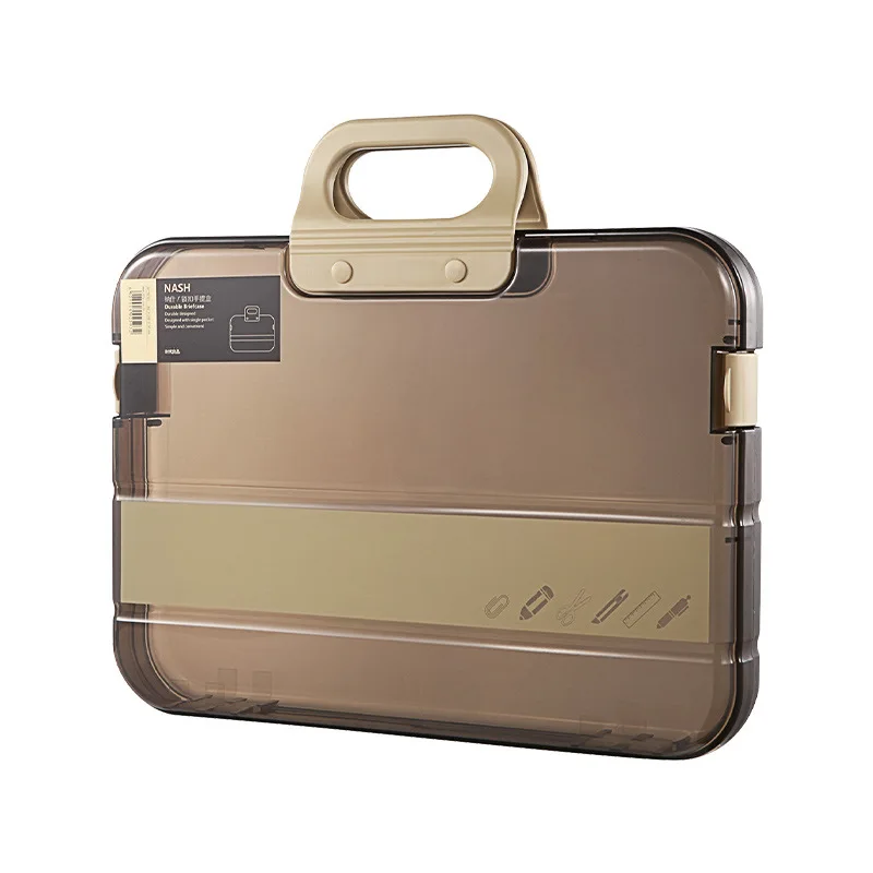 Transparent A4 Plastic File Box File Storage Box Desktop Storage Portable Data Box Student Office Supplies Document Data Box