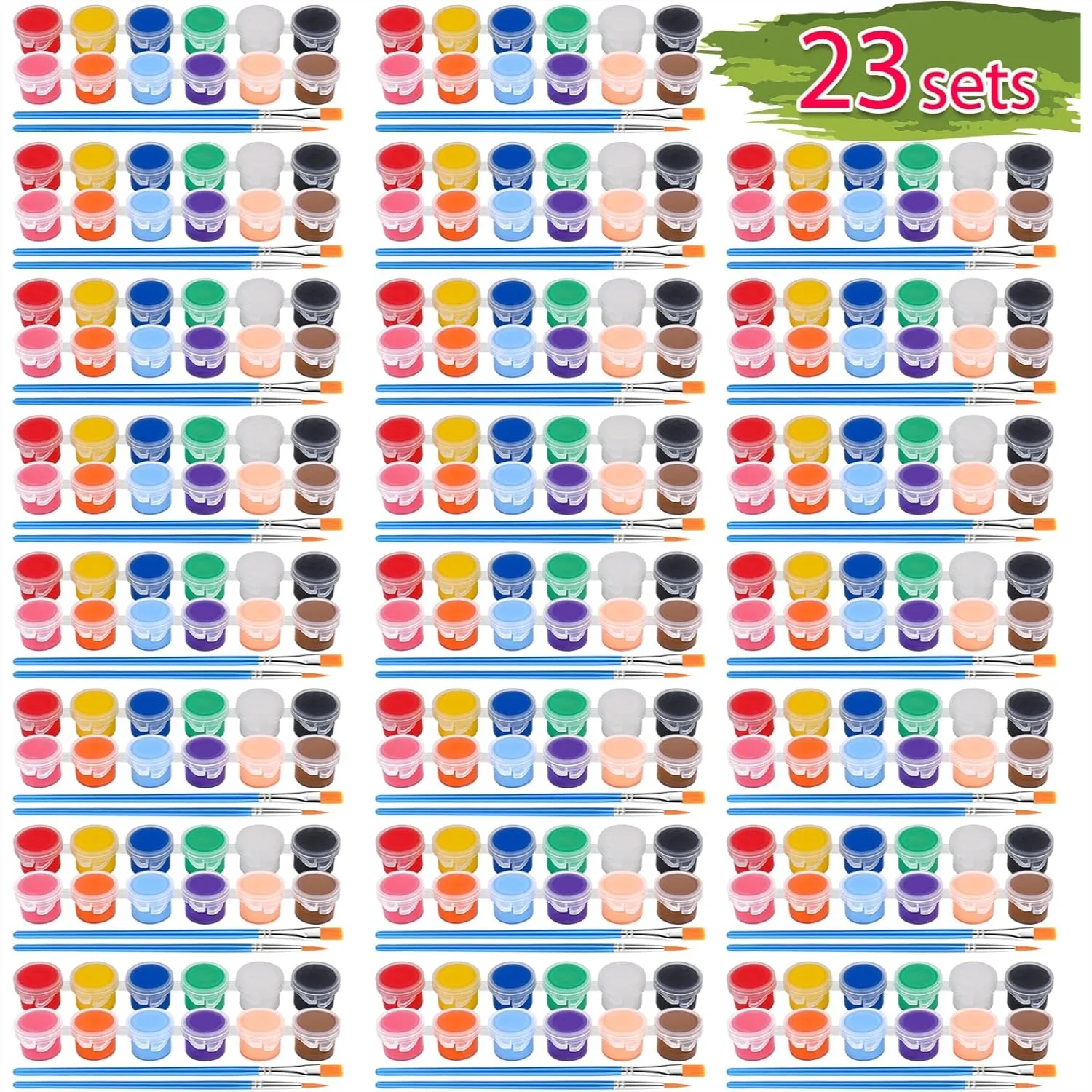 

322PCS Washable Acrylic Paint for Kids Arts and Crafts, 23 Gouache Watercolor Sets of 12 Colors with 46 Brushes for Classroom