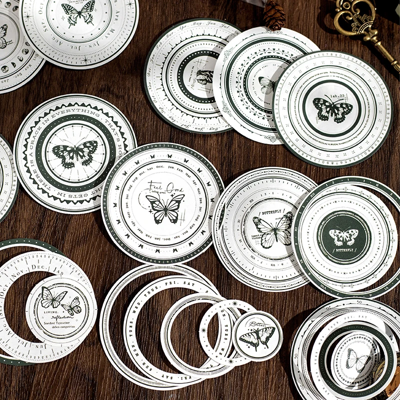 24 pcs/pack Vintage INS hollowed out circular border note can be torn hollowed out ring DIY Decorative Sticker Pack Stickers