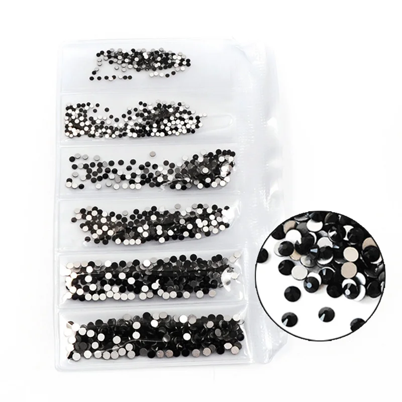 

Mix Size 1440PCS SS3-SS10 Nail Art Rhinestones Crystal Flat Back Jet Color Non Hotfix Stone Diamonds For 3D Nails Decorations