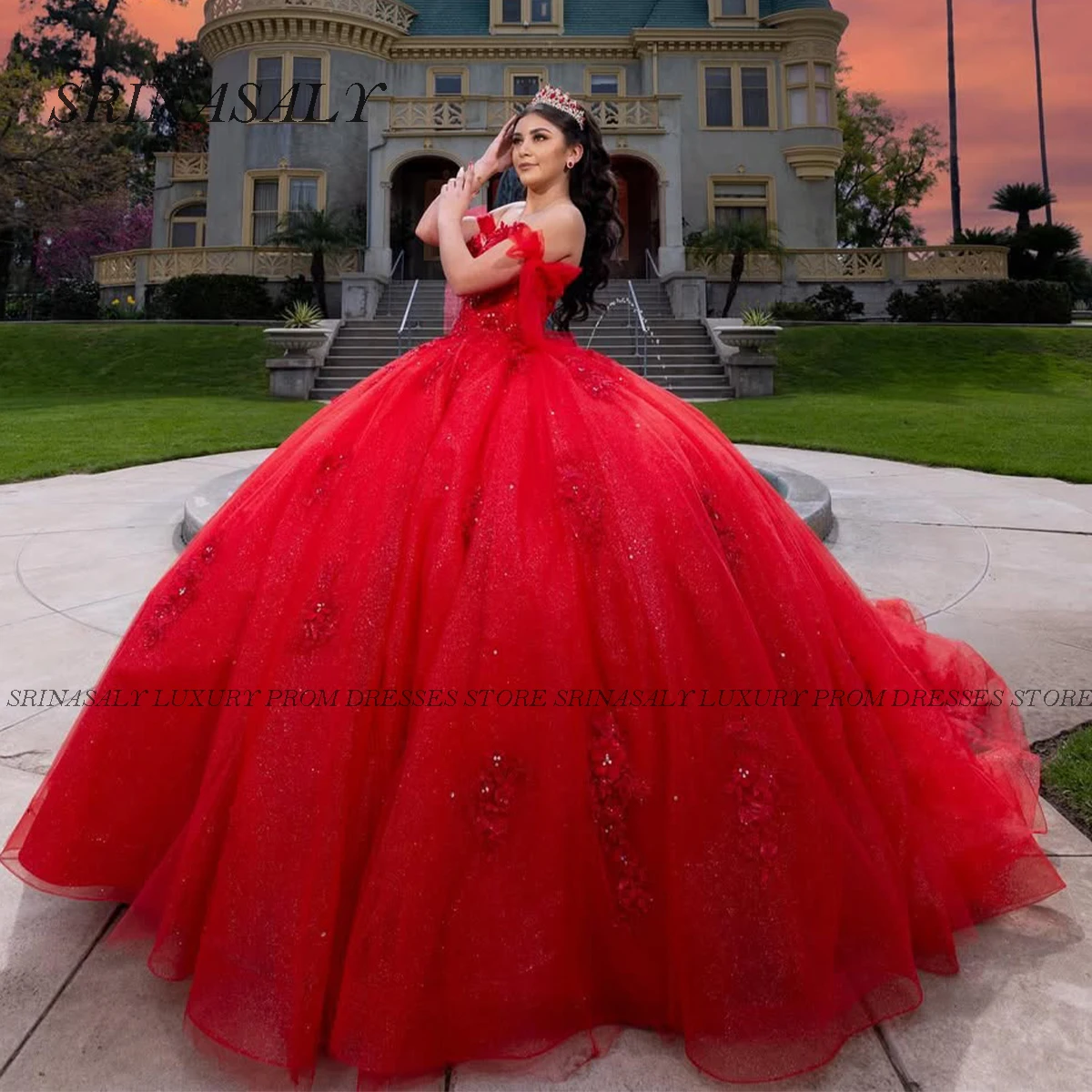 カスタマイズされたメキシコキンセニエラドレスアップリケ夜会服ビーズノースリーブスパゲッティスイート 16 フォーマル Vestidos デ 15 年