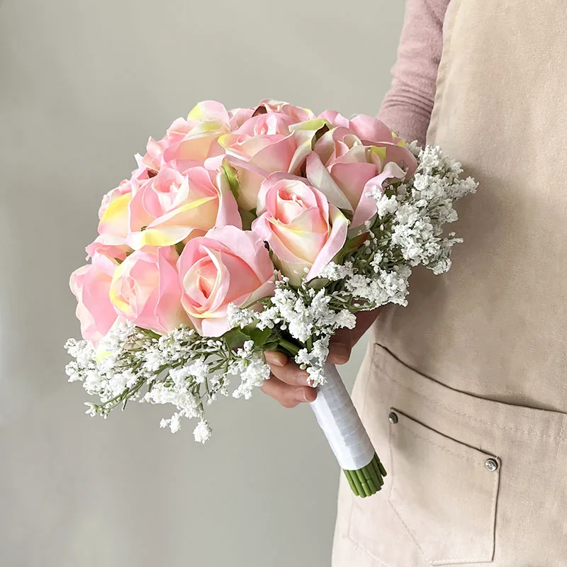 Bridal Bouquet Customized Bridesmaid Wedding Bouquet Marriage PE Foam Roses Artificial Flowers Wedding Accessories Centerpieces
