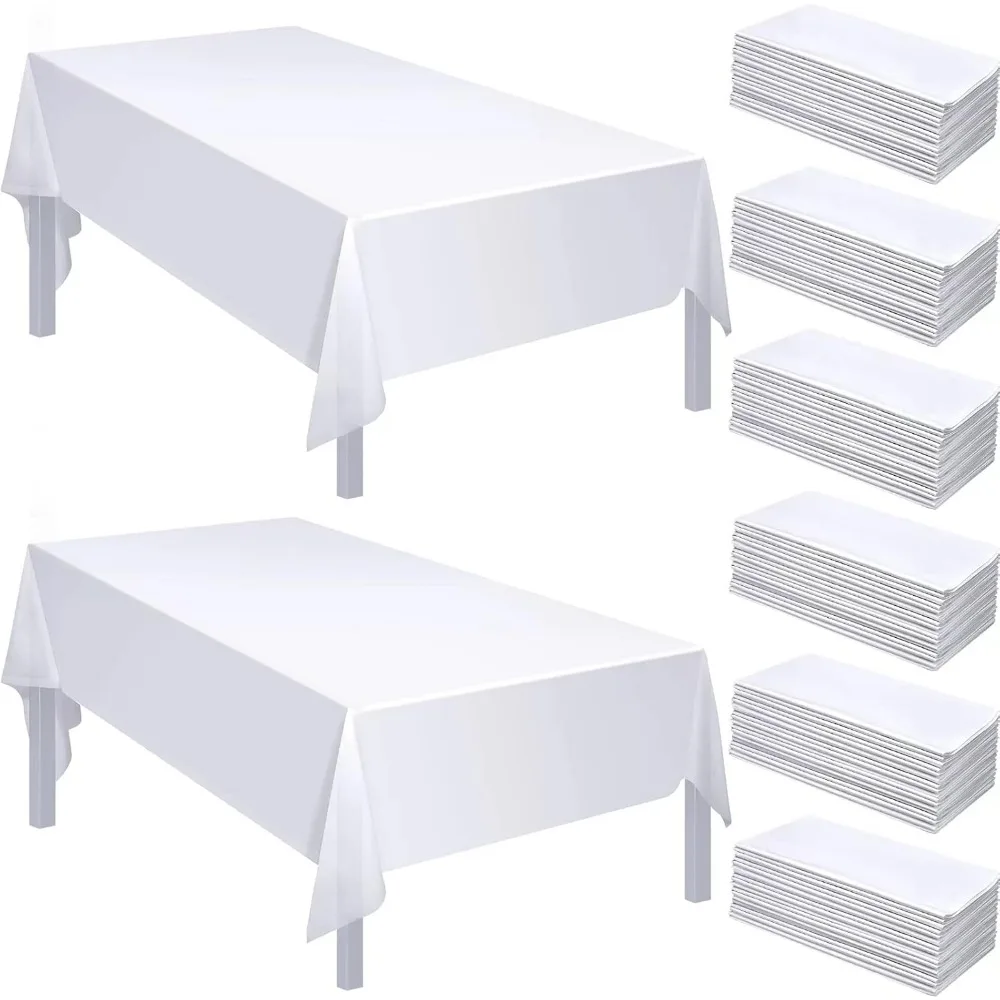 

Shimeyao 48 Pack Disposable Plastic Tablecloths - 54 x 108 Inches - Decorative Rectangle Table Covers for Parties and Picnics