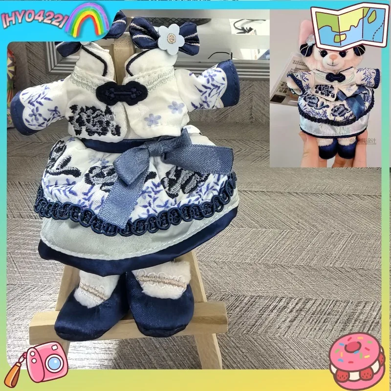 

Pink Bell Plush Stuffed Doll Bag Pendant Blue And White Porcelain Chinese Style Cute Gift For Backpack Purse Decoration