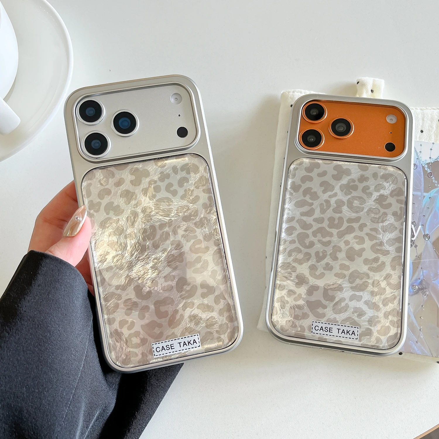 

Back Cover For IPhone 13 14 15 16 Pro Max 17 Pro Case Grey Leopard Panther Drop Rubber Silver Tpu Bumper Shockproof Phone Case