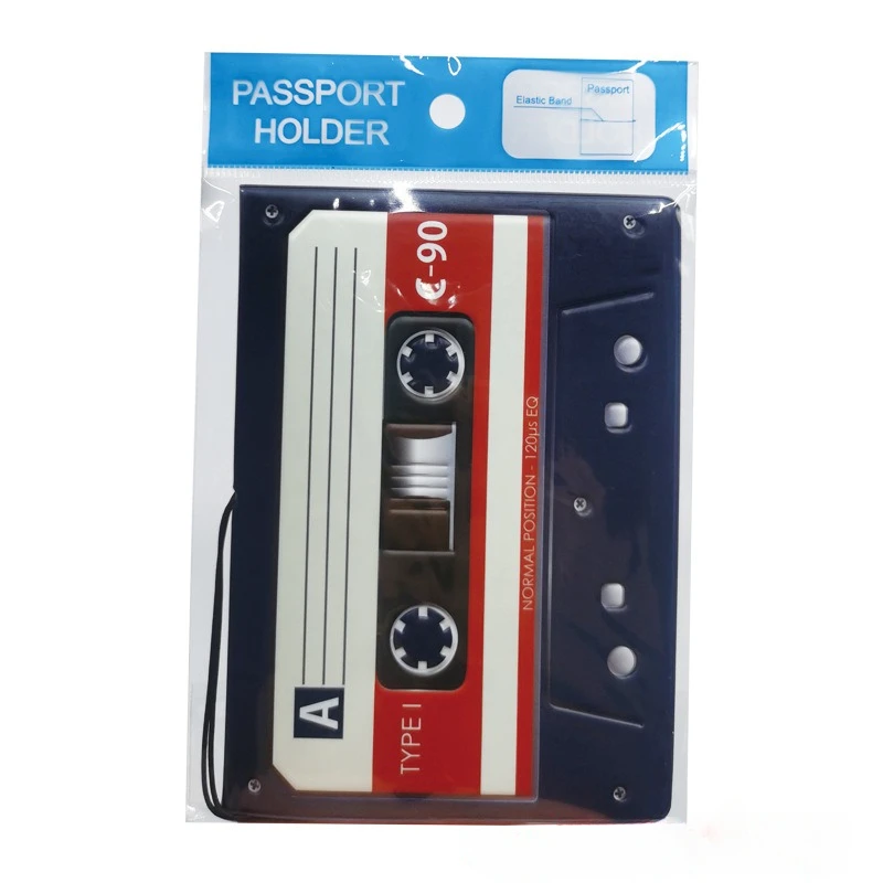 Retro Tape Pattern Passport Cover Case Recorder Tape Passport Protector Holder Case for International Travel Passport Sleeve