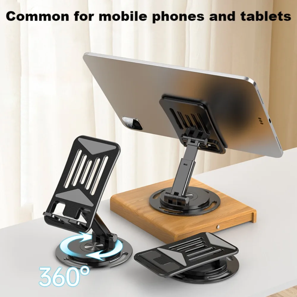 New Alloy Material Mobile Phone Holder Damping Design 360° Rotation Desktop Stand Cup Dolly Hollow Heat Dissipation Flat Bracket