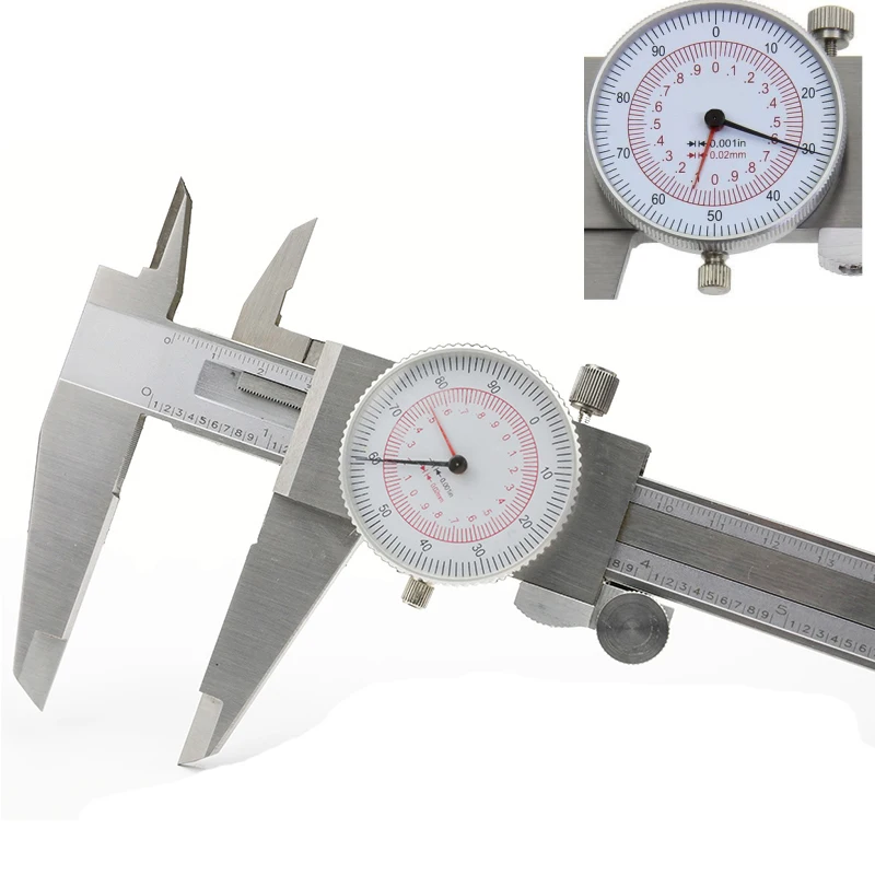 Shock-proof Stainless Stee Dial Caliper 6inch 0-150mm/0.02mml Precision 0.001\