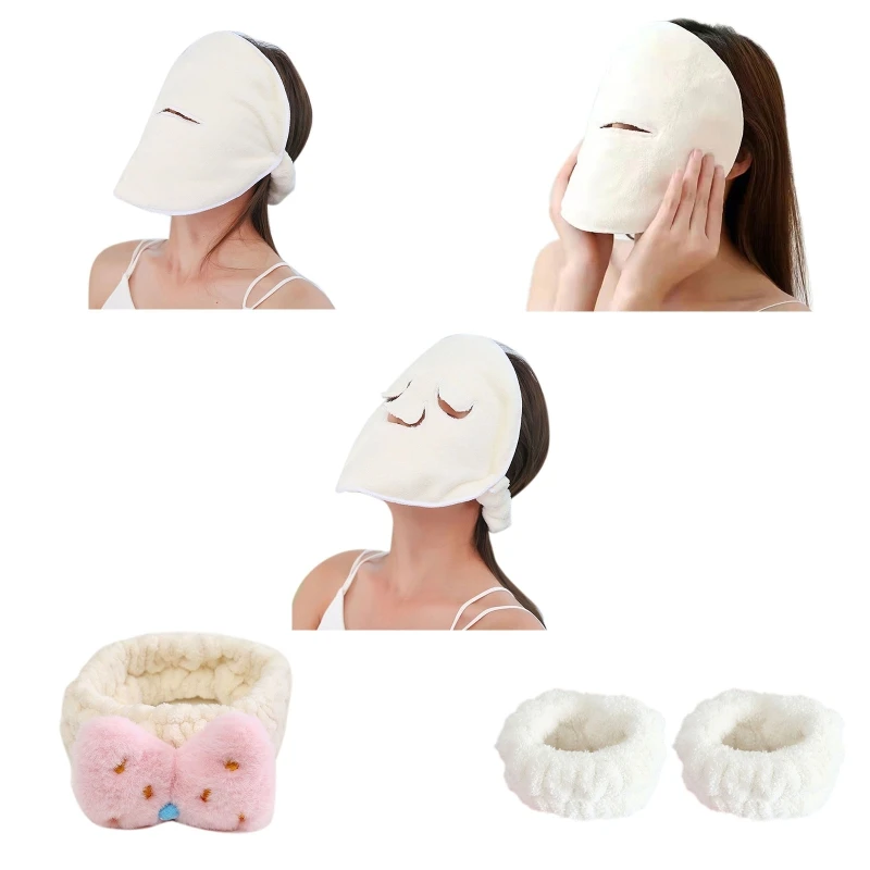 

Face Care Hot Compress for Facial Towel Headband Wristband Coral Fleece Hair Holder Soft Toweling Hairband Bath SPA