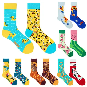 1 Pair Man Women Sock Original AB Tide Socks Colorful Cat Dog Koala Cow Cotton Socks Four Seasons Unisex Medium tube Socks Gift