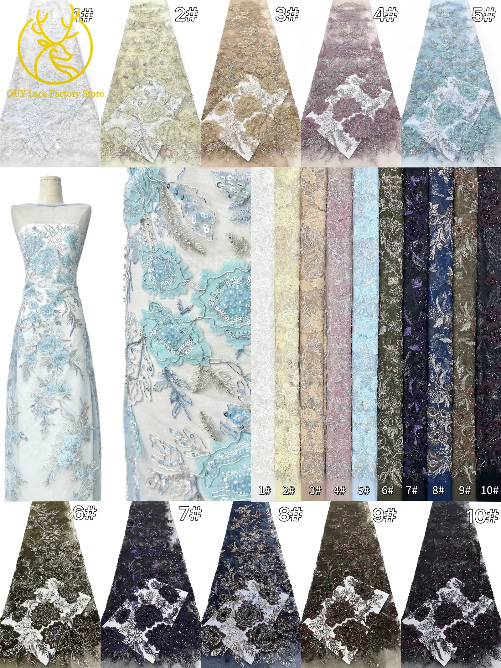 Modische Elegante Französische Brautkleid-Spitze mit Stickerei und Perlen 2026 Hochwertige Nigerianische Afrikanische Pailletten-Spitze für Hochzeitskleider – Detail 33