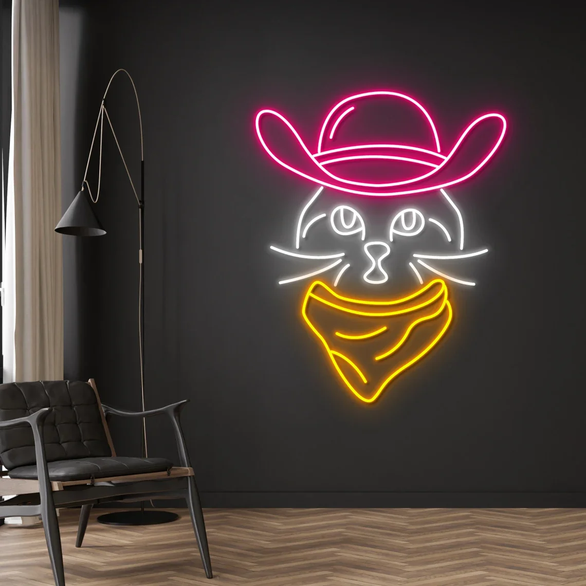 Cowboy Cat Neon Sign Cute Anime Cat Wall Art Hanging Led lights Home Decor Kids Baby Bedroom Lamp Birthday Day Gifts Game Room