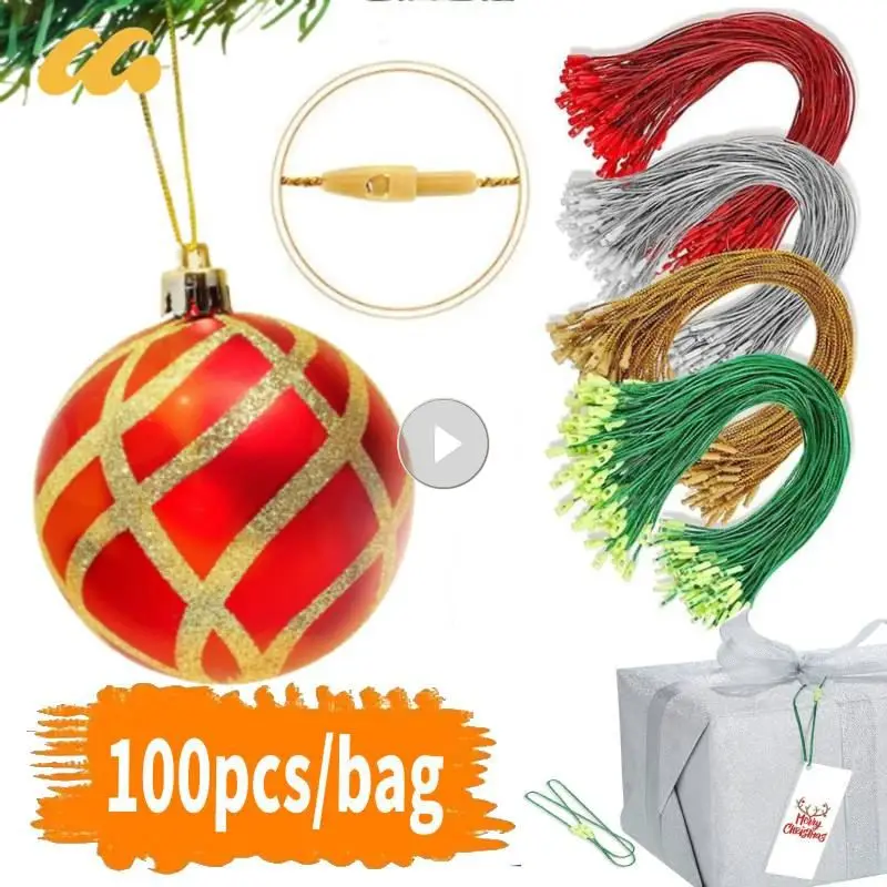 100pcs Christmas Rope Polyester String Thread Lanyard Line Xmas Tree Ball Ropes Hanging Pendant Ornament Tag Label Decoration