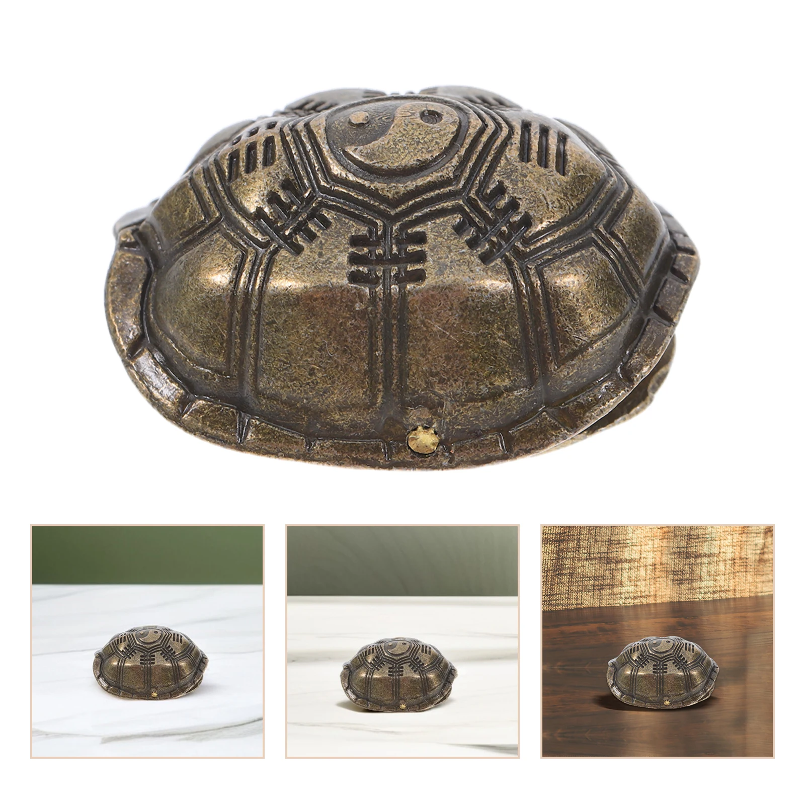 

Brass Divination Turtle Shell Fengshui Fortune Telling Tool Desktop Ornament Sea Turtle I Ching Design Golden For