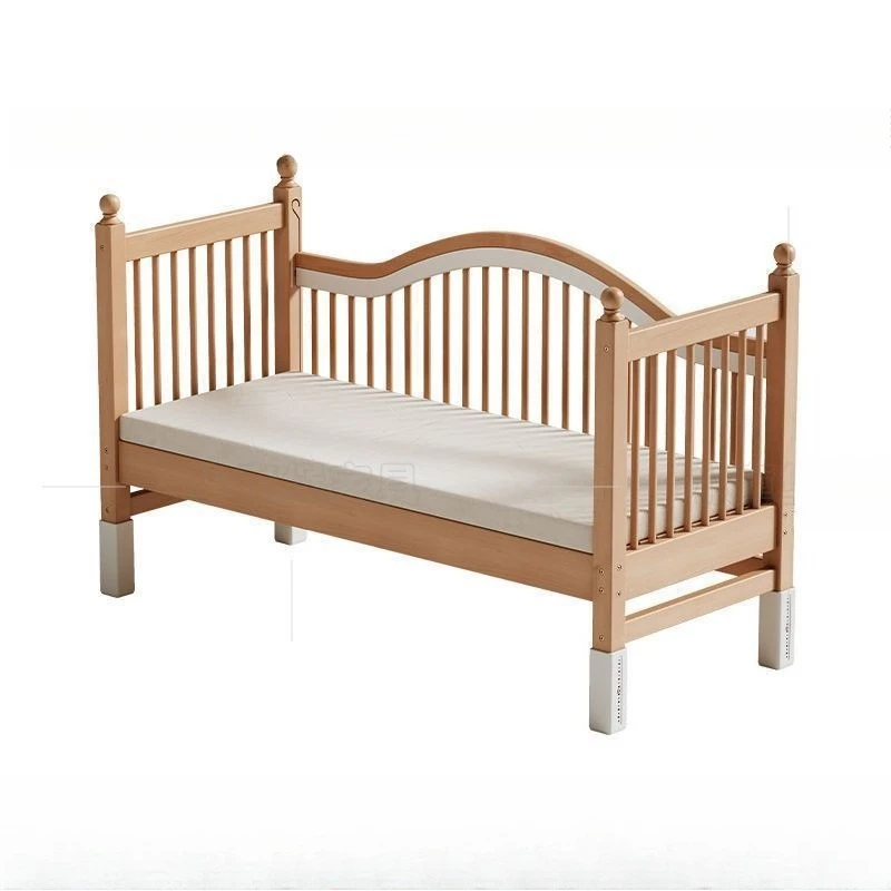 Children's Splicing Bed Solid Wood Crib Splicing Bed Lifting Guardrail Wide Bedside Bed Baby Single