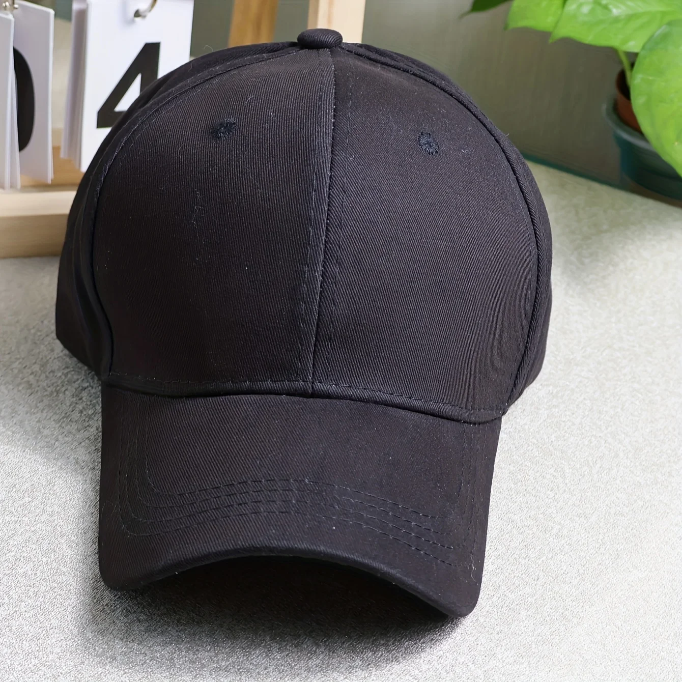 Men's Hat Pure Black Glossy Baseball Cap Sun Protection Outd