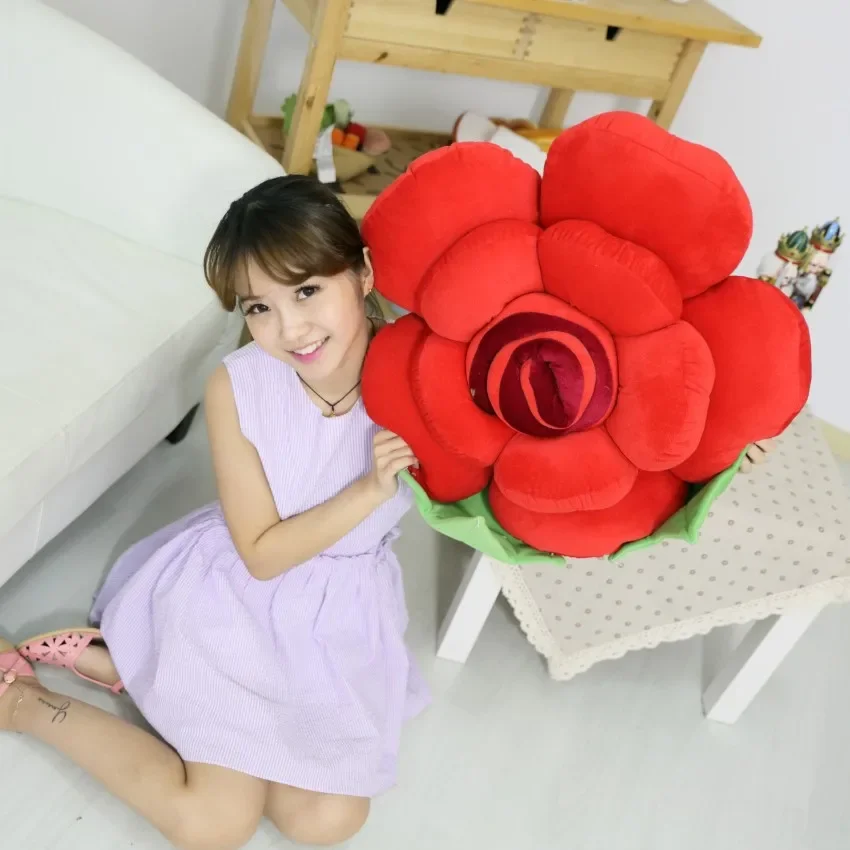 30cm 3D Rose Pillow Flowers Cushion With Filling Stuffed Toy Funny Plush Bolster Christmas Present Cute Gifts for Girl Home Deco