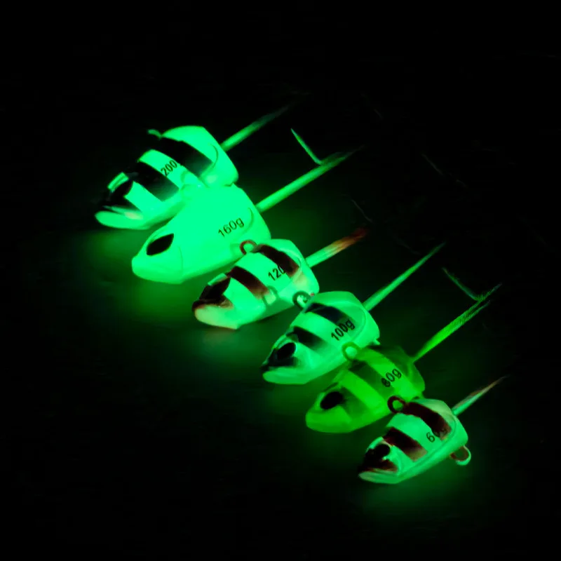Lurego Tenya Metal Jig Lure 50-200g Glow Twin Hook Fish Head, Boat Jig for Hairtail/Cutlassfish view 2