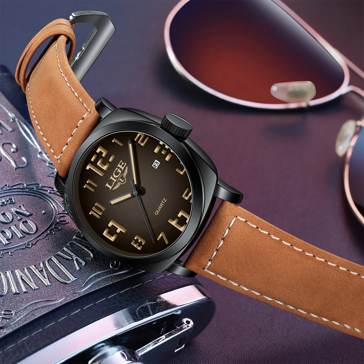 LIGE Outdoor Trendency Quartz Man Watch Fashion Special Unique Casual Sport Leather Strap Clock Waterproof Calendar Watches Male