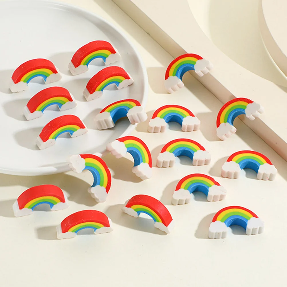 100 Pcs Rainbow Bridge Eraser Portable Erasers Cute for Kids Mini Decorative Pencil Drawing Office