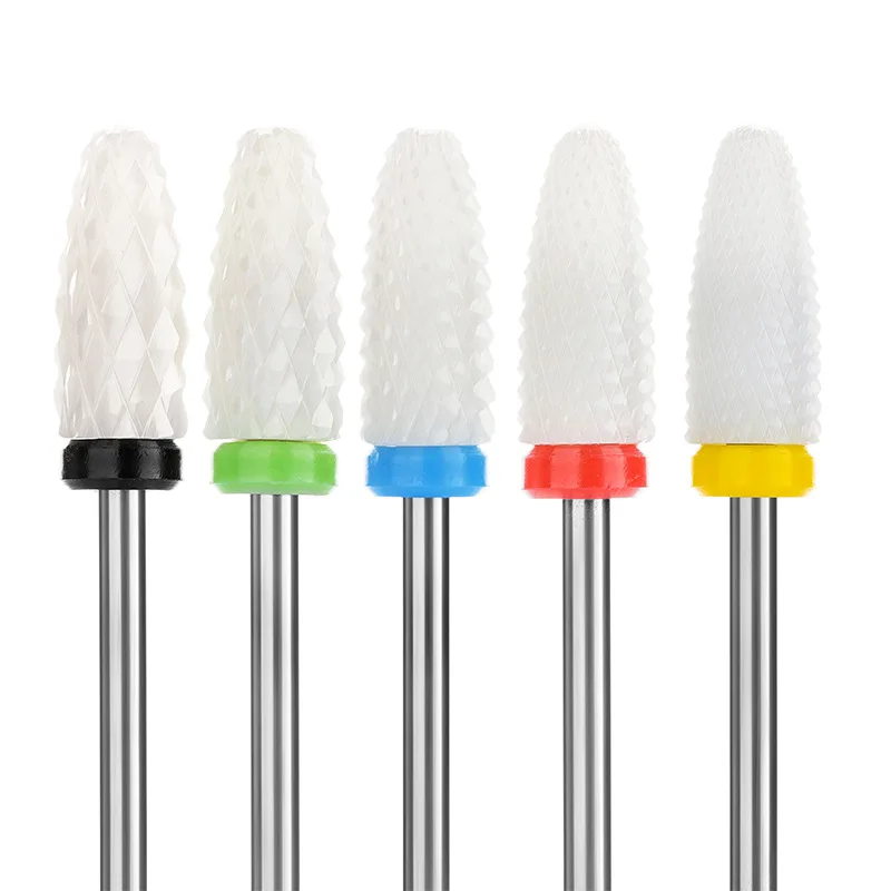 5pcs 3/32 ''Schacht Keramische Nagelboren Maïs Vorm Slijpkop Onderdelen Manicure Polijsten Verwijderen Cuticula Elektrisch slijpen