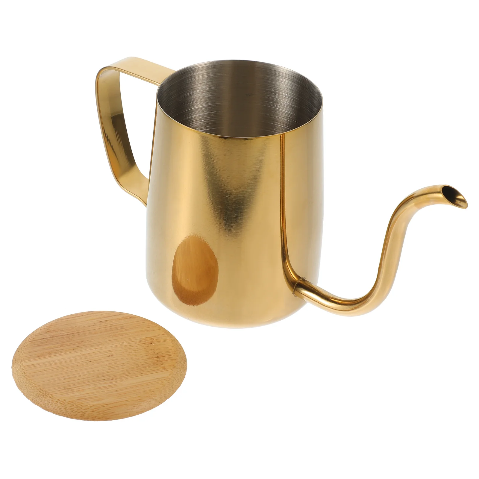 

1pc Gooseneck Coffee Kettle Stainless Steel Wood Handle Drip Pot For Home Office Camping Coffee Station Supplies Kitchen Bar