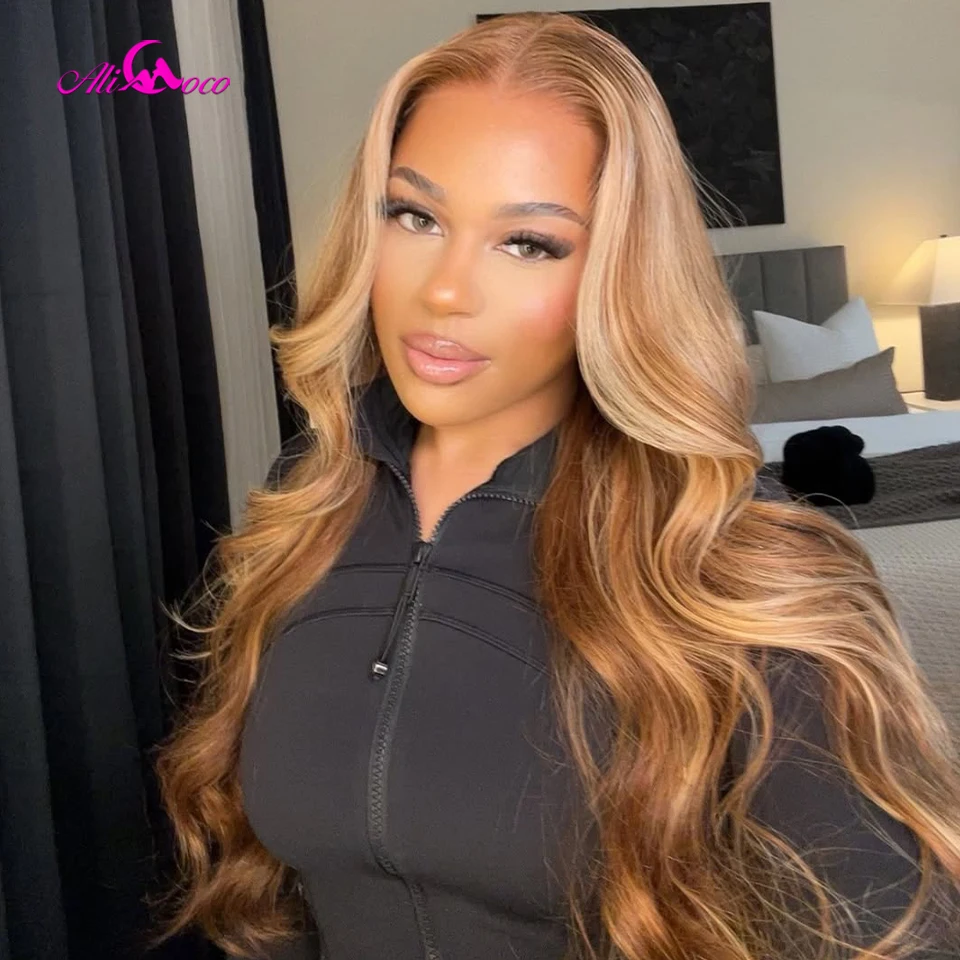 

Highlight Blonde Body Wave 5x5 Lace Closure Wig P4/27 Human Hair Honey Blonde 13x4 13x6 Lace Front Human Hair Wig for Women
