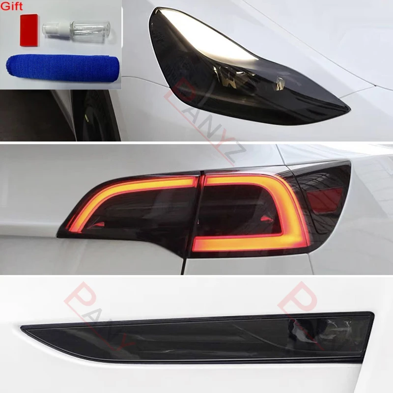 

For Tesla Model 3 Y Blackened Tint Film Full Set Headlight Taillight Foglight Charging Port Car Styling TPU Color Changing Film