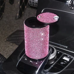 Car Ashtray Smoke Cup Holder Storage Cup  Ash Tray  Pink Rhinestone Ashtray for Cars Diamond  Assessoires Interior for Women