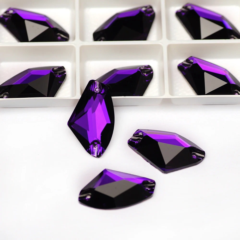 Crystal ELEMENT Glass Purple Velvet Sewing Rhinestones, Sew On Flatback Strass Stones, DIY Clothes Decoration, 3256