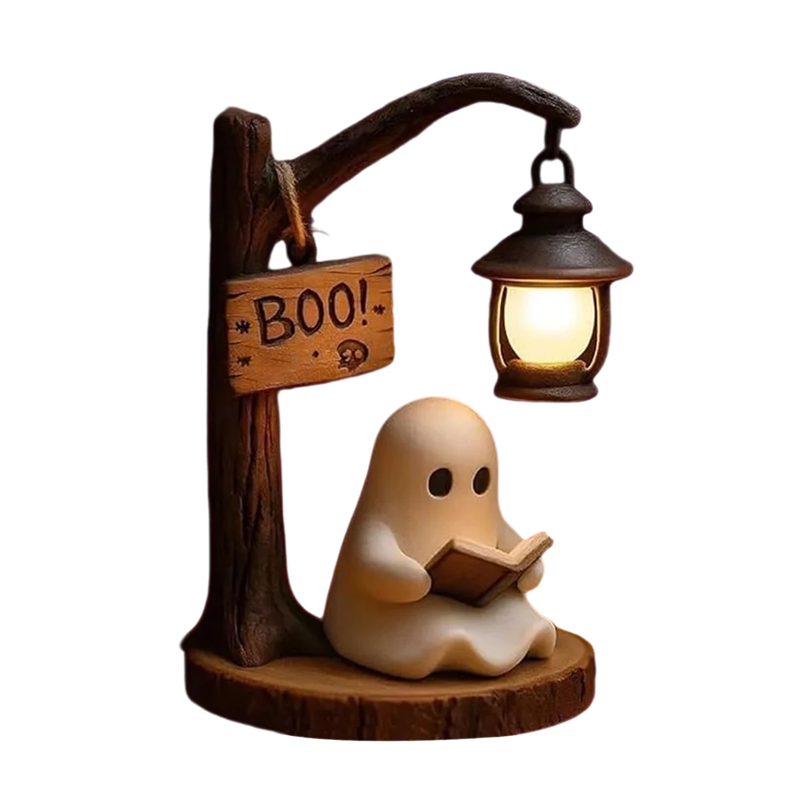 Mini Lovely Ghost Reading Lantern Home Office Desktop Ornament Creative Halloween Party Gift Novelty Cartoon Car Decoration