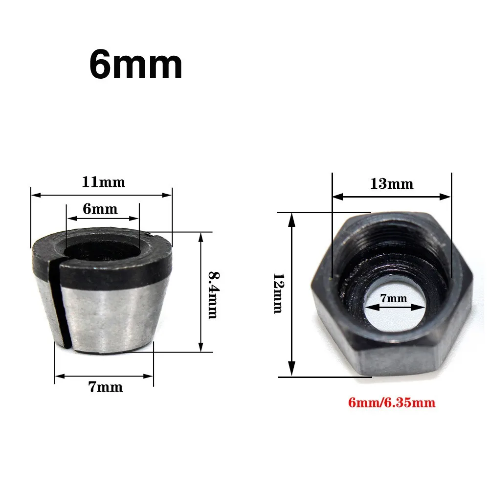 Imagem -04 - Pinça Chuck Adaptador para Gravura e Máquina de Corte Roteador Elétrico Pinças Bit mm 6.35 mm mm Pcs Set