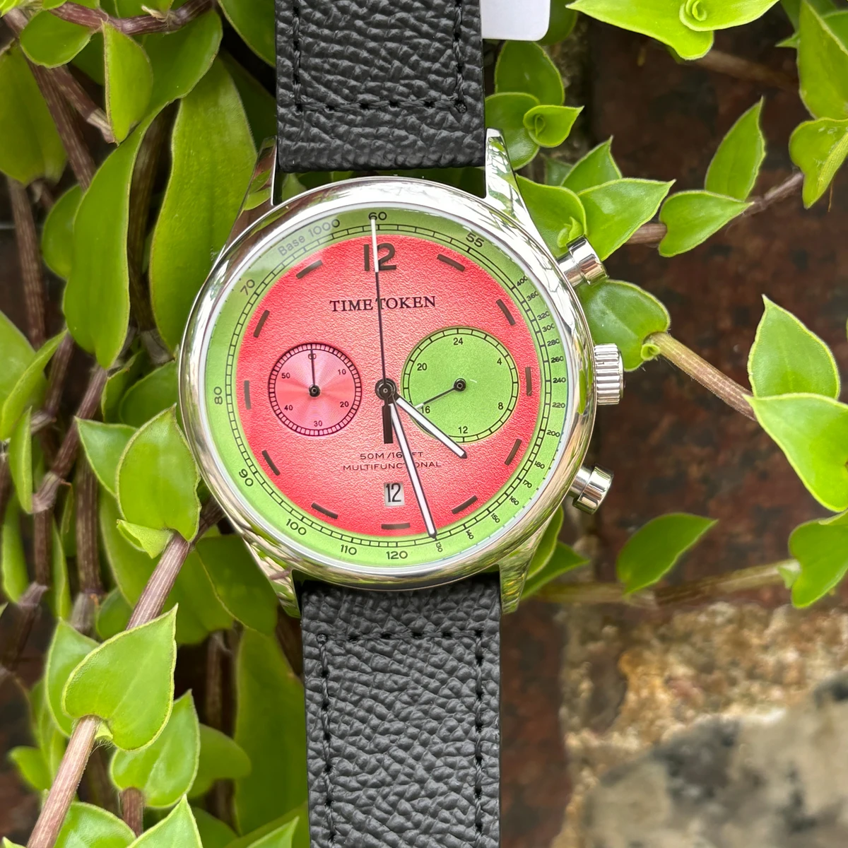 TIME TOKEN Vintage Racing Men Quartz Watch Chronograph Sapphire Crystal 50M Waterproof Date Window Sports Male Wristwatch