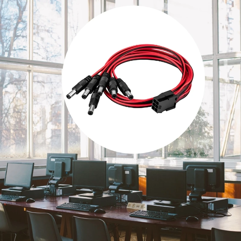 عالية الجودة 6PIN إلى DC5525 5521 محول كابل العرض DC12v سلك الطاقة