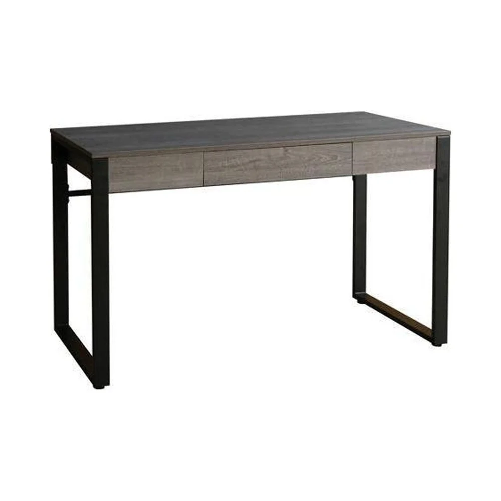 Modern Home Office Desk with Sturdy Steel Base Durable Laminate Top Center Drawer Leveling Glide Stability