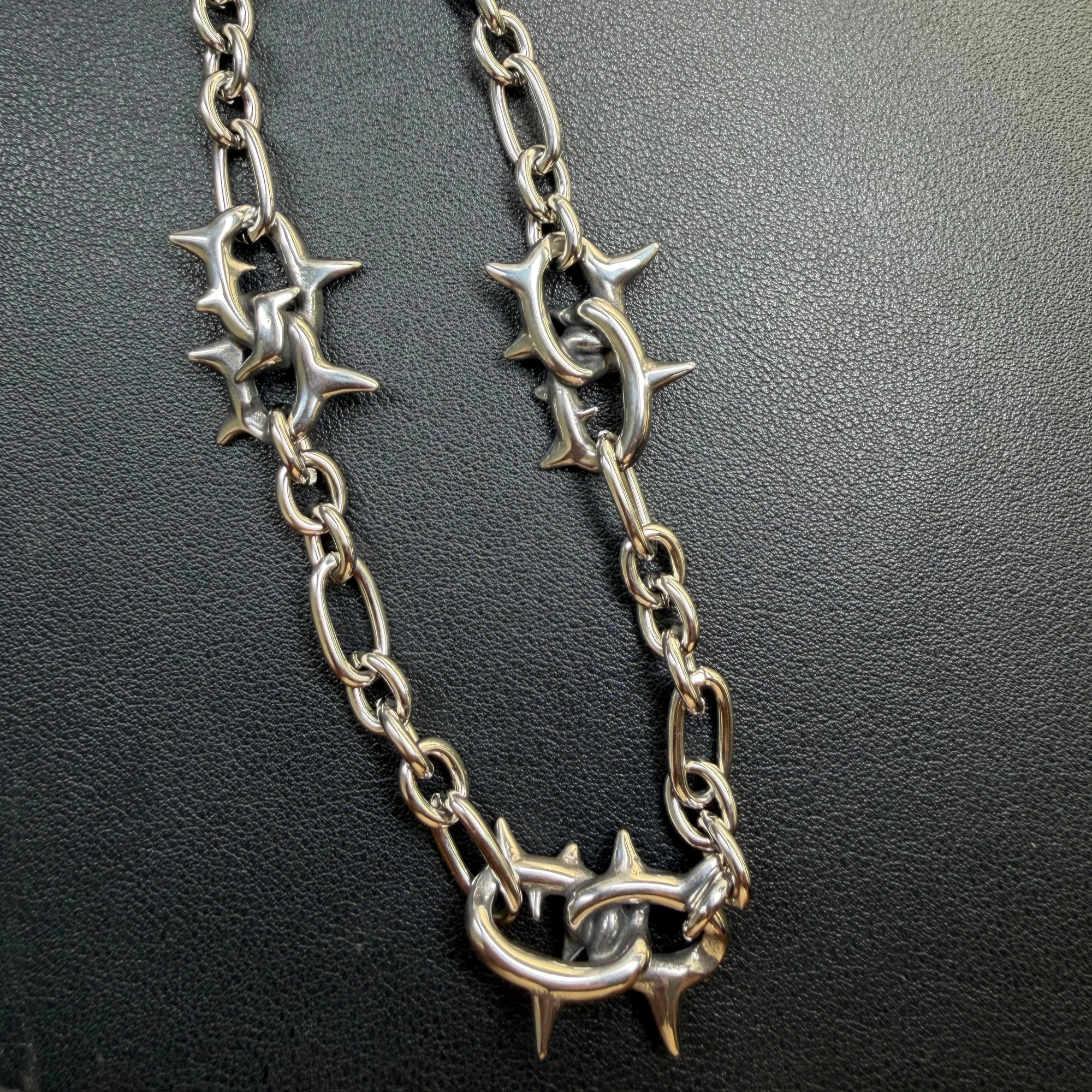 Punk Spike Gemischte Figaro-Kette Halskette Silber Gothic Statement Halskette Hip Hop Street für Männer Frauen Schmuck Geschenk – Detail 3