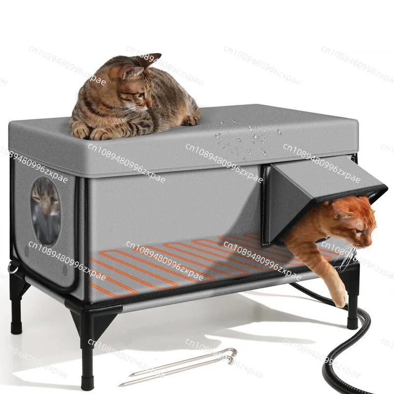 Winter Outdoor Warm Cat House Windproof Rainproof Scratch Resistant Safe Electric Heating Tube Pet Shelter