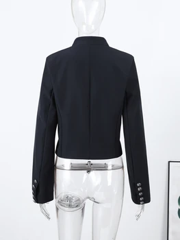 Chic Women's Cropped Jacket Stand Collar Single Breasted Long Sleeve Female Coat 2026 Spring Slim Fashion Solid Lady Outwear 6 Chic Women's Cropped Jacket Stand Collar Single Breasted Long Sleeve Female Coat 2026 Spring Slim Fashion Solid Lady Outwear 6