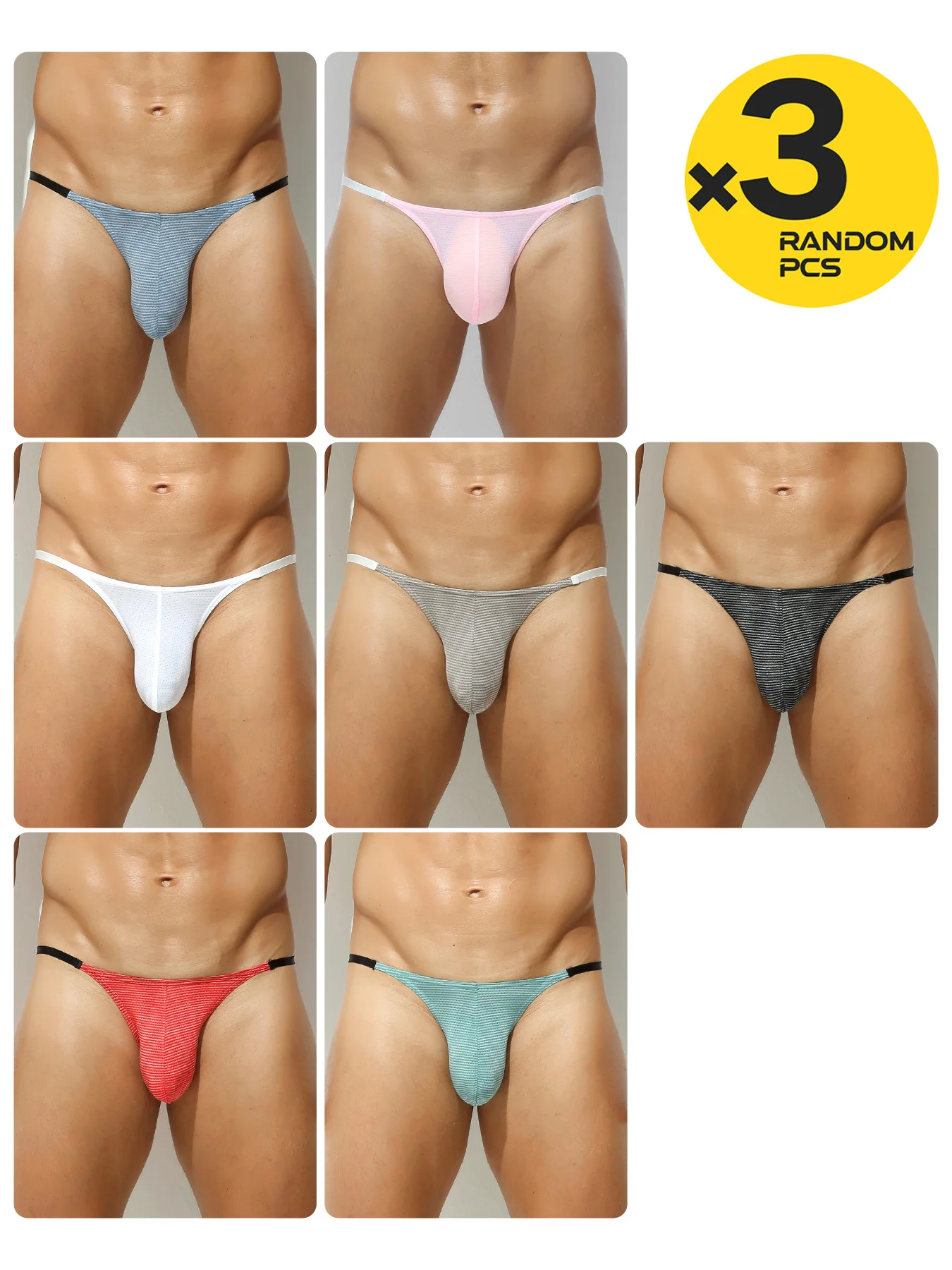 Сексуальное нижнее белье, мужские трусы, мужские мини-трусики, чехол для пениса, мужские бикини с низкой талией, hombre, нижнее белье, эротические трусы, Random3pc