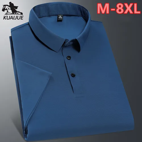 Camisa polo para hombre 6XL 7XL 8XL novedad de verano, polo de manga corta para hombre de alta calidad, polo informal de negocios de seda helada para hombre 2212