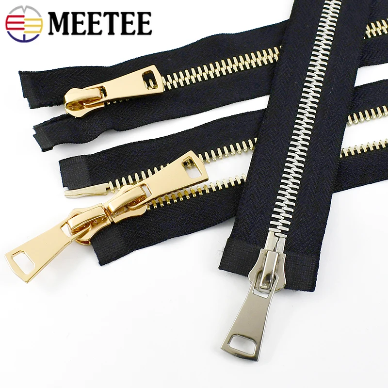 

1Pc 70-100cm 8# Metal Open End Zipper for Sewing Single/Double Slider Auto Lock Zip Jeans Pants Decor Zippers Repair Accessories