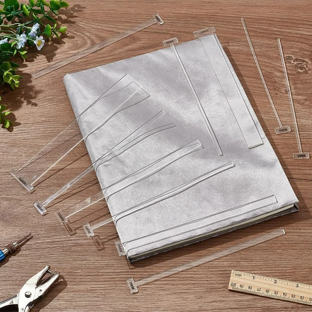 11 قطعة أداة فاصل تجليد الكتب من الأكريليك 3/4/5/6/7/8/9/10/20/30 مللي متر مسطرة تجليد الكتب من الأكريليك الشفاف T مجموعة صنع مستقيمة