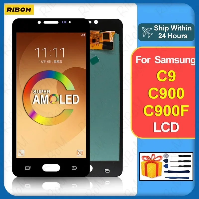 New Super AMOLED For Samsung C9 Pro Display Touch Screen Digitizer For Samsung C9000 C9 LCD C9 Display Screen