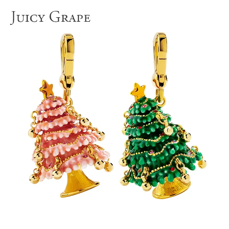 Christmas Tree  Pendant Necklace Christmas Charm Sweater Chain Keychain 2024 New Year Christmas Ornaments Santa Claus Xmas Gifts