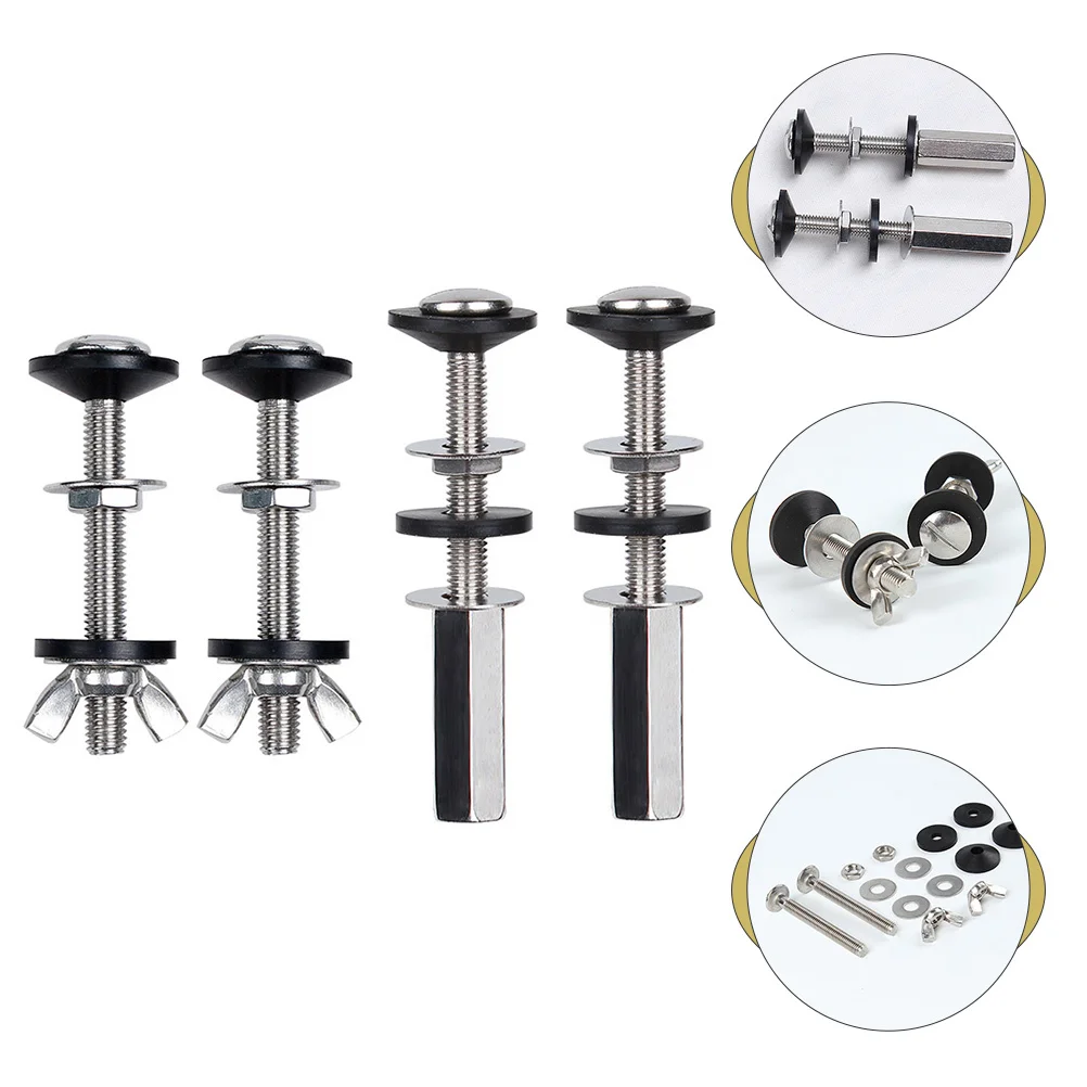 

2Pairs Toilet Water Tank Bolts Rubber Stainless Steel Durable Toilet Seat Mount Screws Closestool Fixing Bolts Replacement