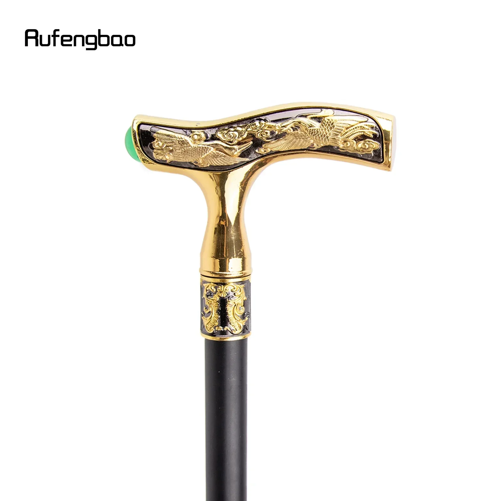 Bastón para caminar con grulla, bastón decorativo de moda con piedras preciosas verdes, bastón para actuación de caballero, 93cm